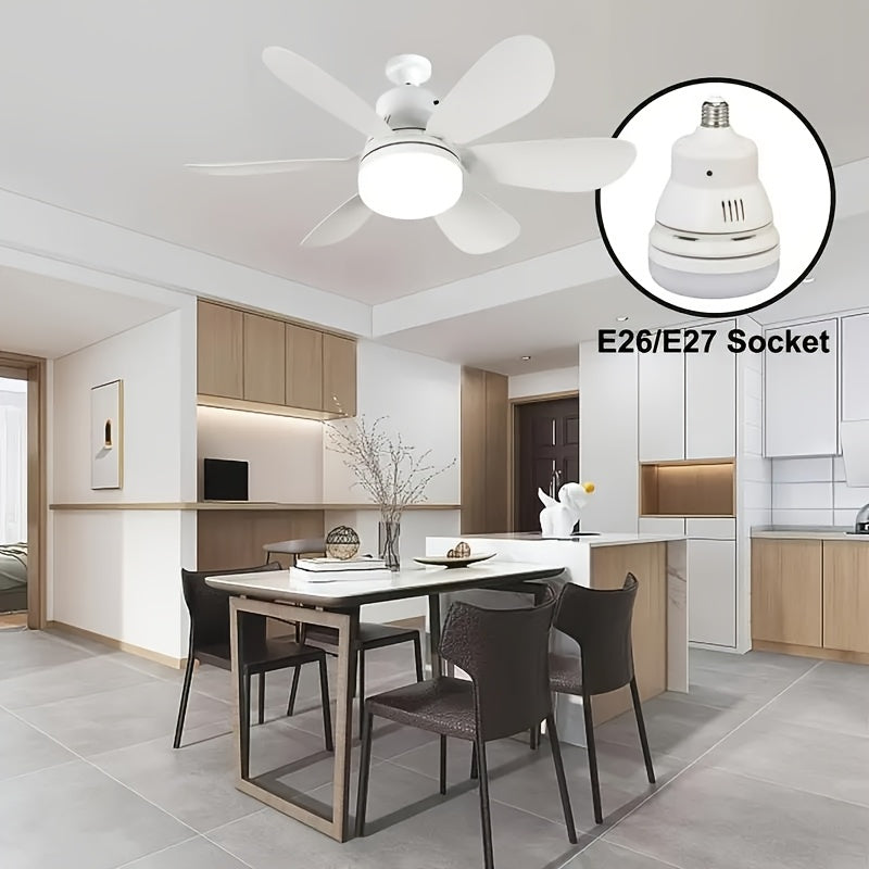 30W Smart Ceiling Fan with Light E27 Dimmable 3-Color Remote Control Quiet Modern