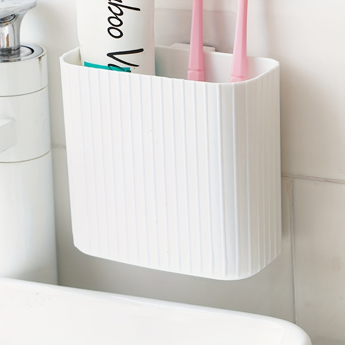 Organizador de almacenamiento para cepillos de dientes de montaje en pared para baño, cocina, dormitorio, oficina