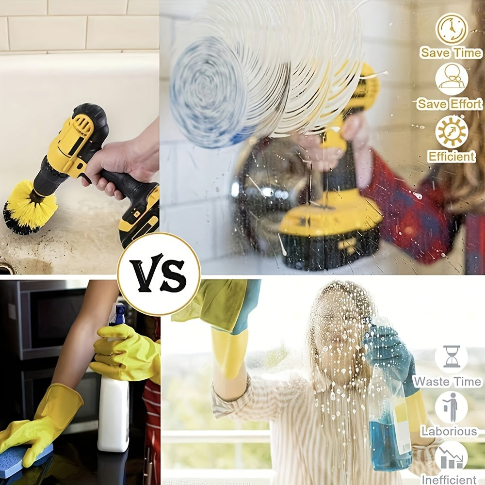 Juego de accesorios de cepillo de taladro de 3 piezas para limpieza de baño, cocina y coche