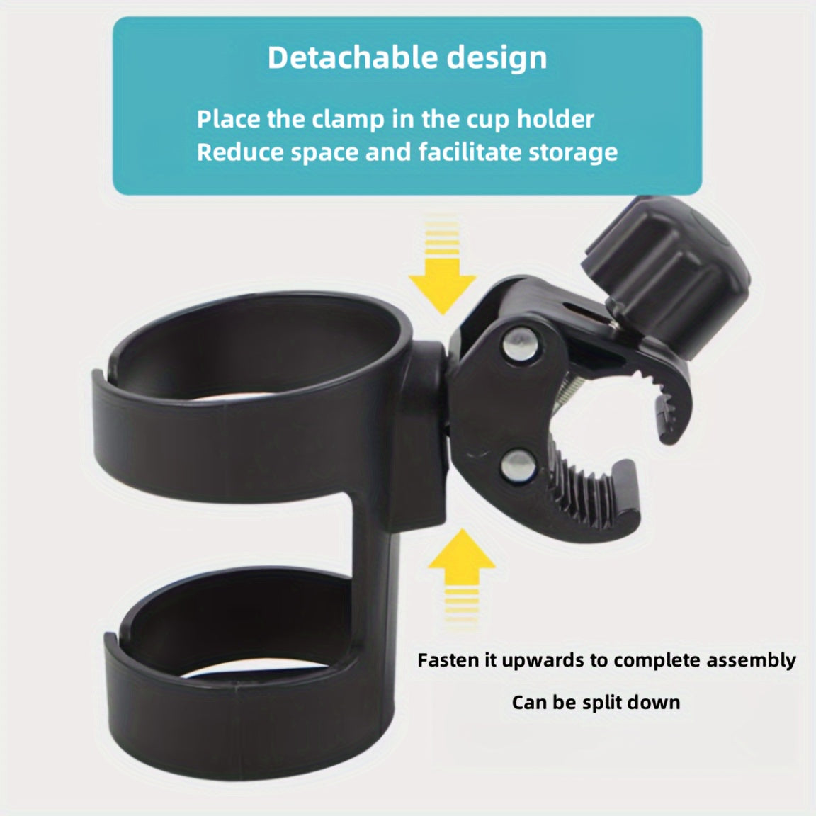 Sturdy Plastic Rotating Stroller and Bike Cup Holder for Outdoor Use