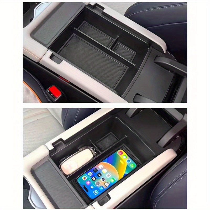 Avtomobil ichki qismi markaziy konsol saqlash qutisi tashkilotchisi plastmassa ko‘p bo‘limli