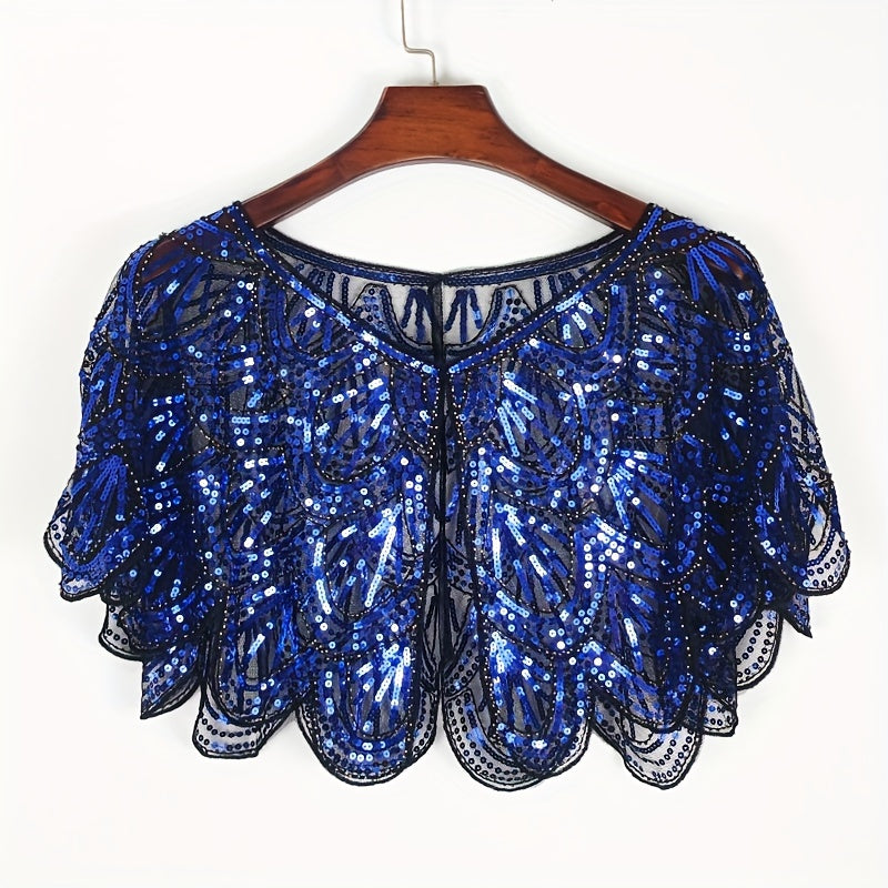 Vintage 1920s Sequin Shawl Cloak for Evening Dress and Party