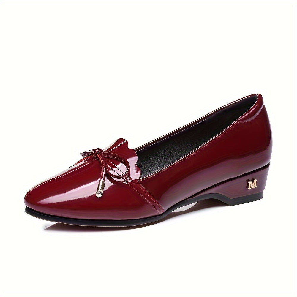 Women's Wine Red Casual Shoes with Low Thick Heels Wedges for Women 35-60