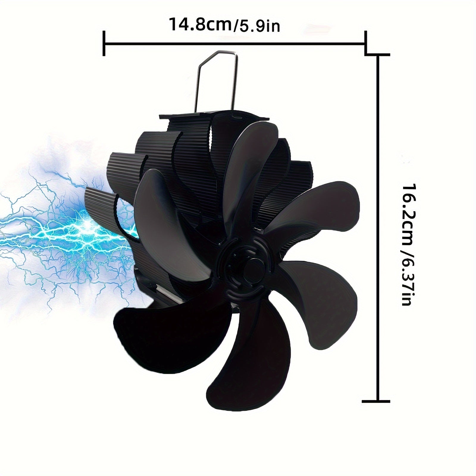 Wood Stove Fan 6 Blades Magnetic Flue Mount Non-Electric Heat Powered