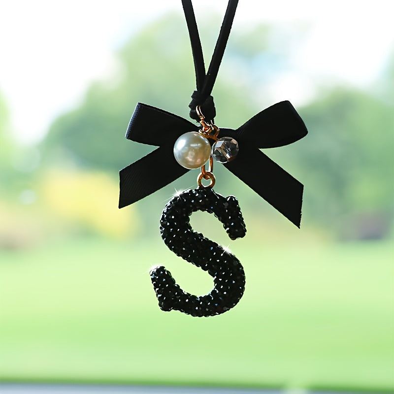 Декоративный кристальный алфавит вешалка с бантом и искусственной жемчужиной