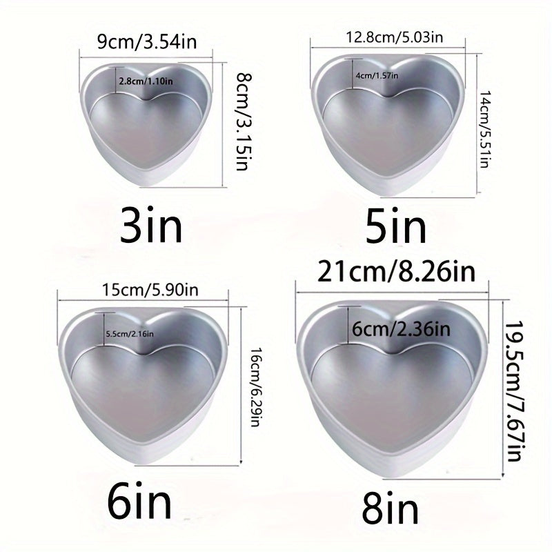 Heart-Shaped Non-Stick Aluminum Cake Mold Removable Bottom 7.62cm-25.4cm
