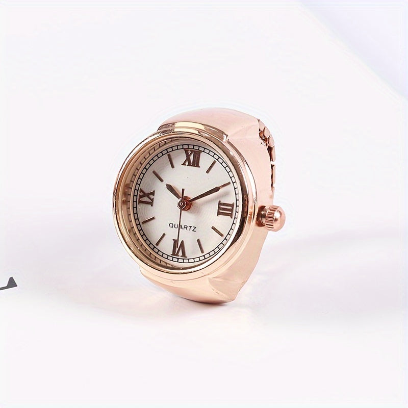 Women's Vintage Style Small Ring Watch with Roman Numerals and Creative Design