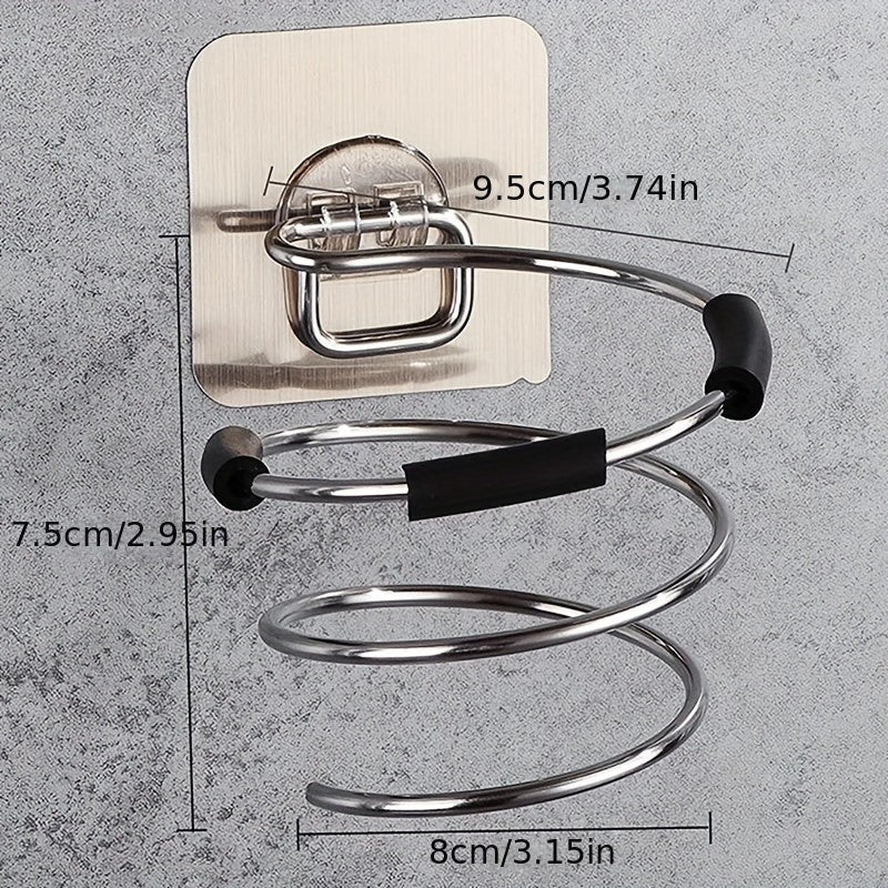 Stainless Steel Hair Dryer Holder Wall Mount Storage Rack for Bathroom Dormitory