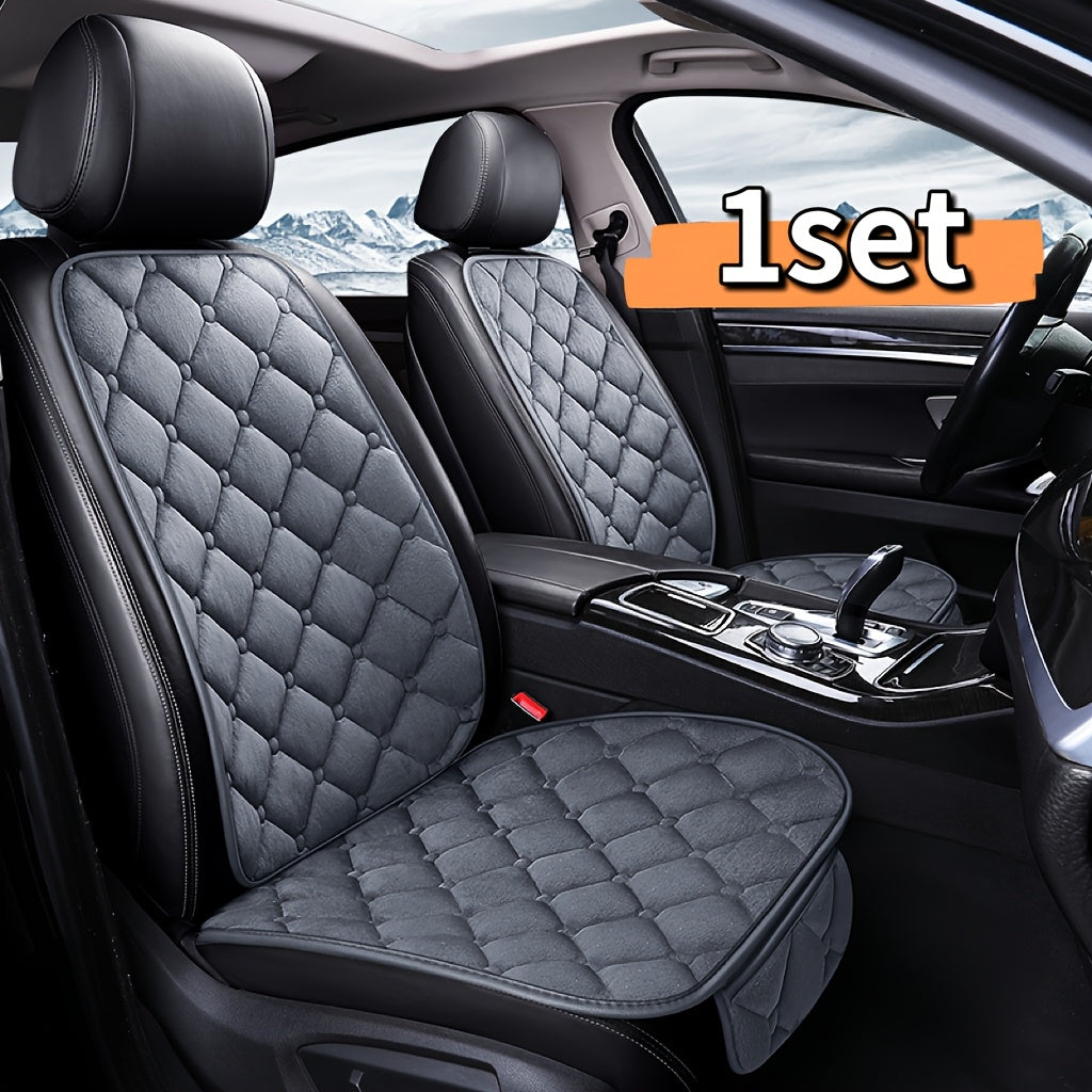 Set of 2 Plush Car Seat Cushion Covers Oval Shape Universal Fit for Front Seat Bottom and Backrest