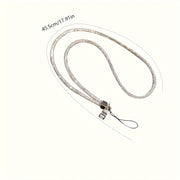 Chic Crystal Necklace Phone Holder for Women with Keychain Black Lanyard