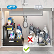 Metal Storage Shelf for Kitchen and Bathroom Cabinets 2-Tier Pull-Out Organizer