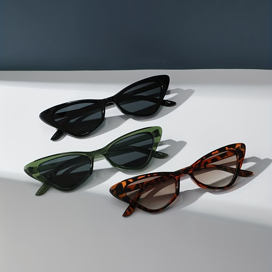 Juego de 3 gafas de ojo de gato unisex con lentes en degradado estilo Y2K, montura transparente, casual y para exteriores