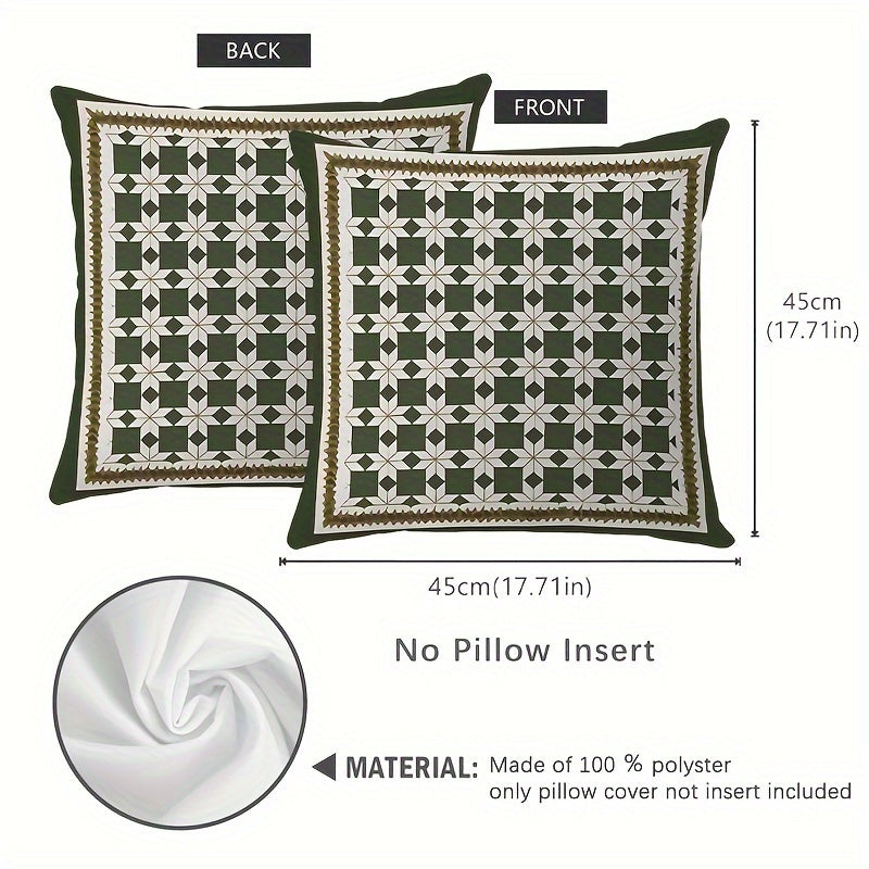 Geometric Green Throw Pillow Cover 44.96x44.96cm Reversible Polyester with Zipper