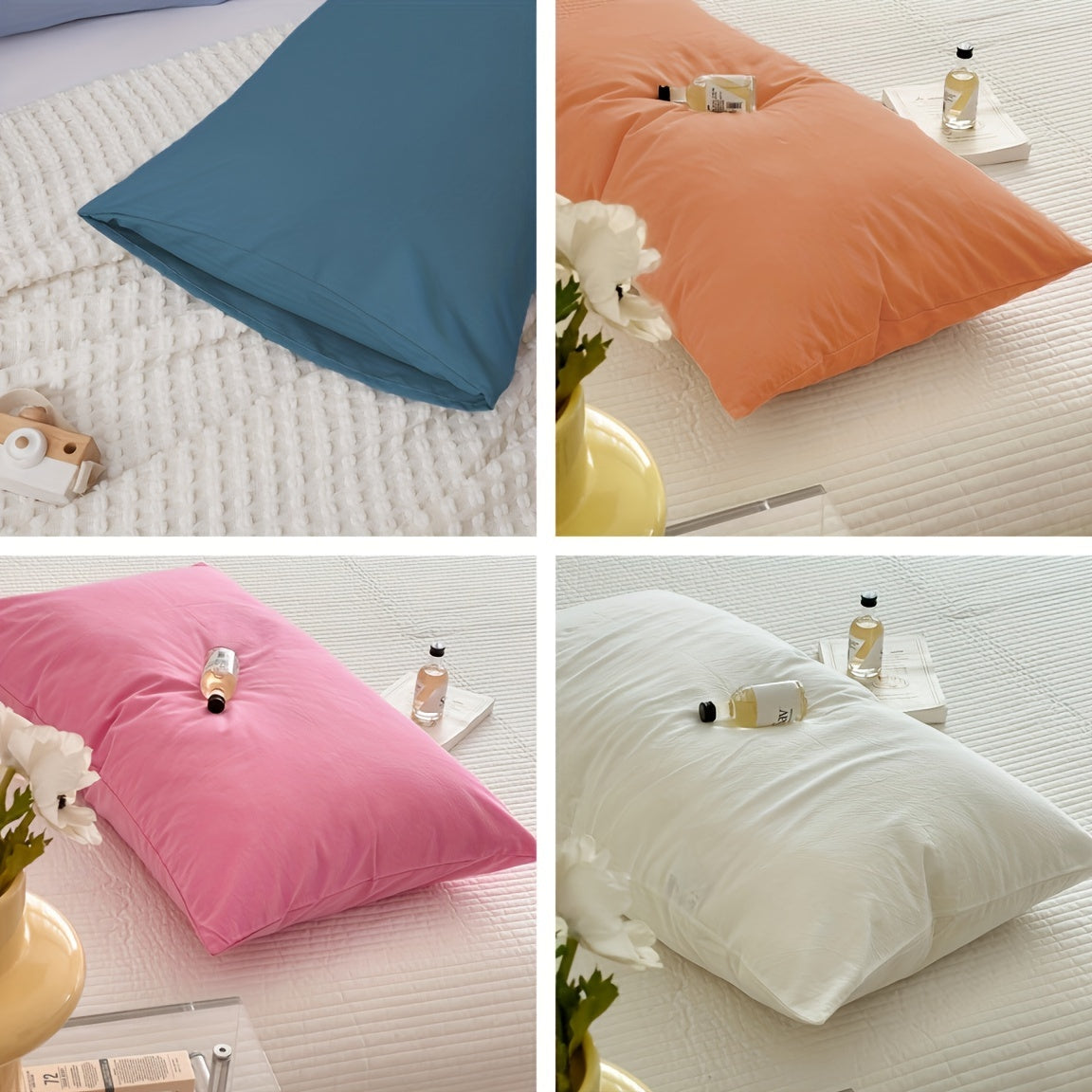 Brushed Pillowcases Set Solid Color Envelope Closure for Bedroom Sofa Decor
