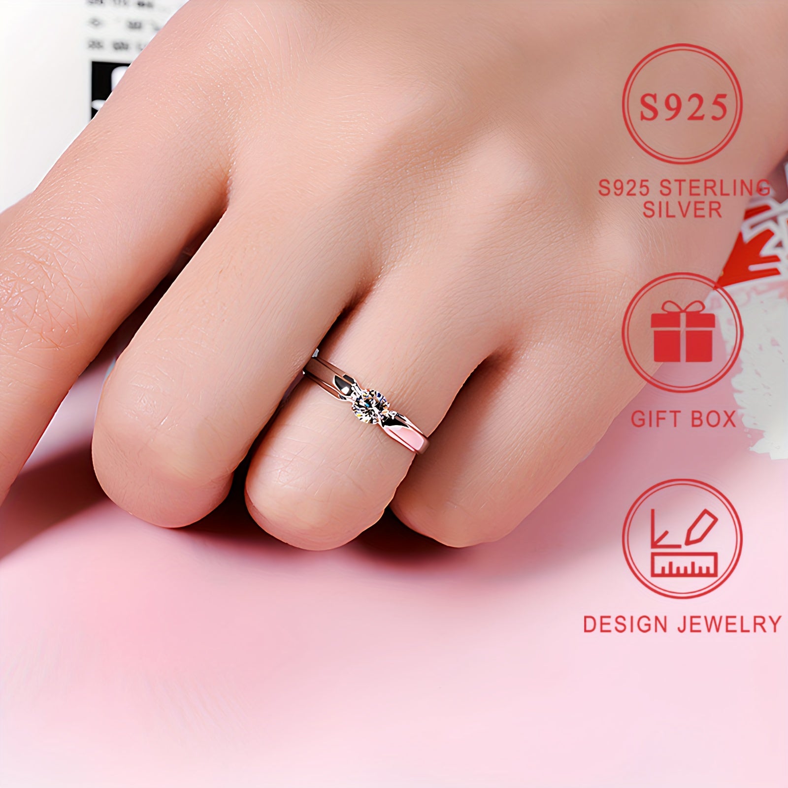 Sterling Silver Ring with Synthetic Zirconia Elegant Classic Jewelry for Daily or Special Occasions