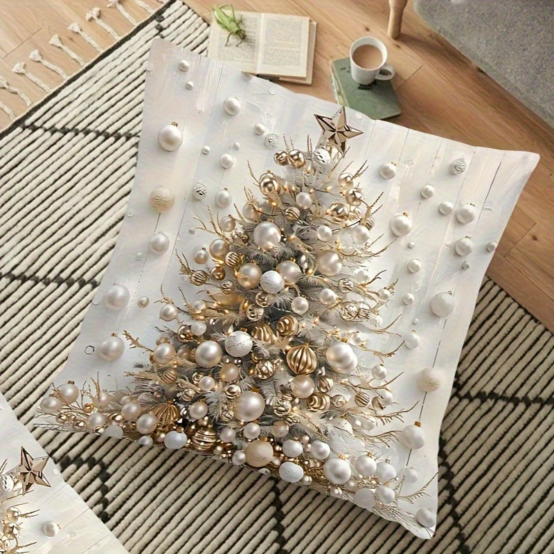 Contemporary Christmas Tree Double-Sided Print Throw Pillow Cover 45cm
