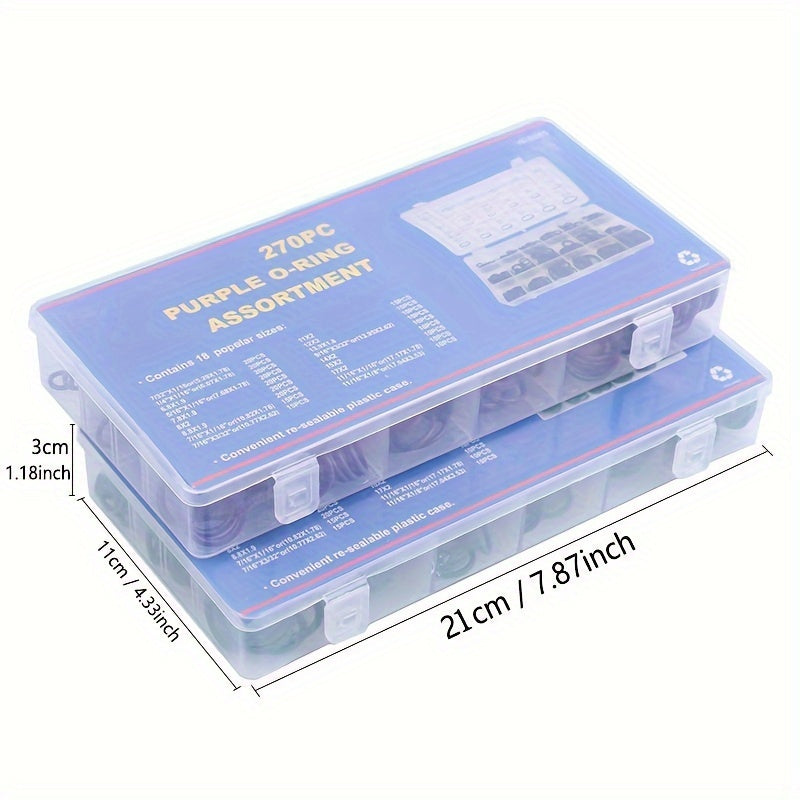 270PCS Car Air Conditioner Seal Kit Nitrile Rubber Gaskets O-Rings Auto Repair