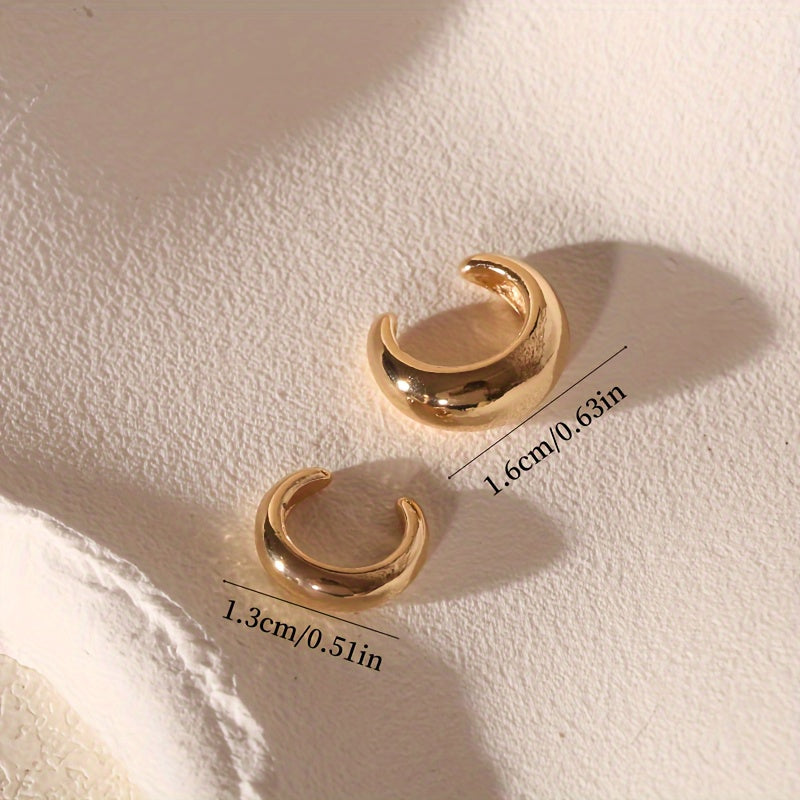 Women's Alloy Asymmetric C-Shaped Clip-On Earrings, Punk Style, Daily Wear