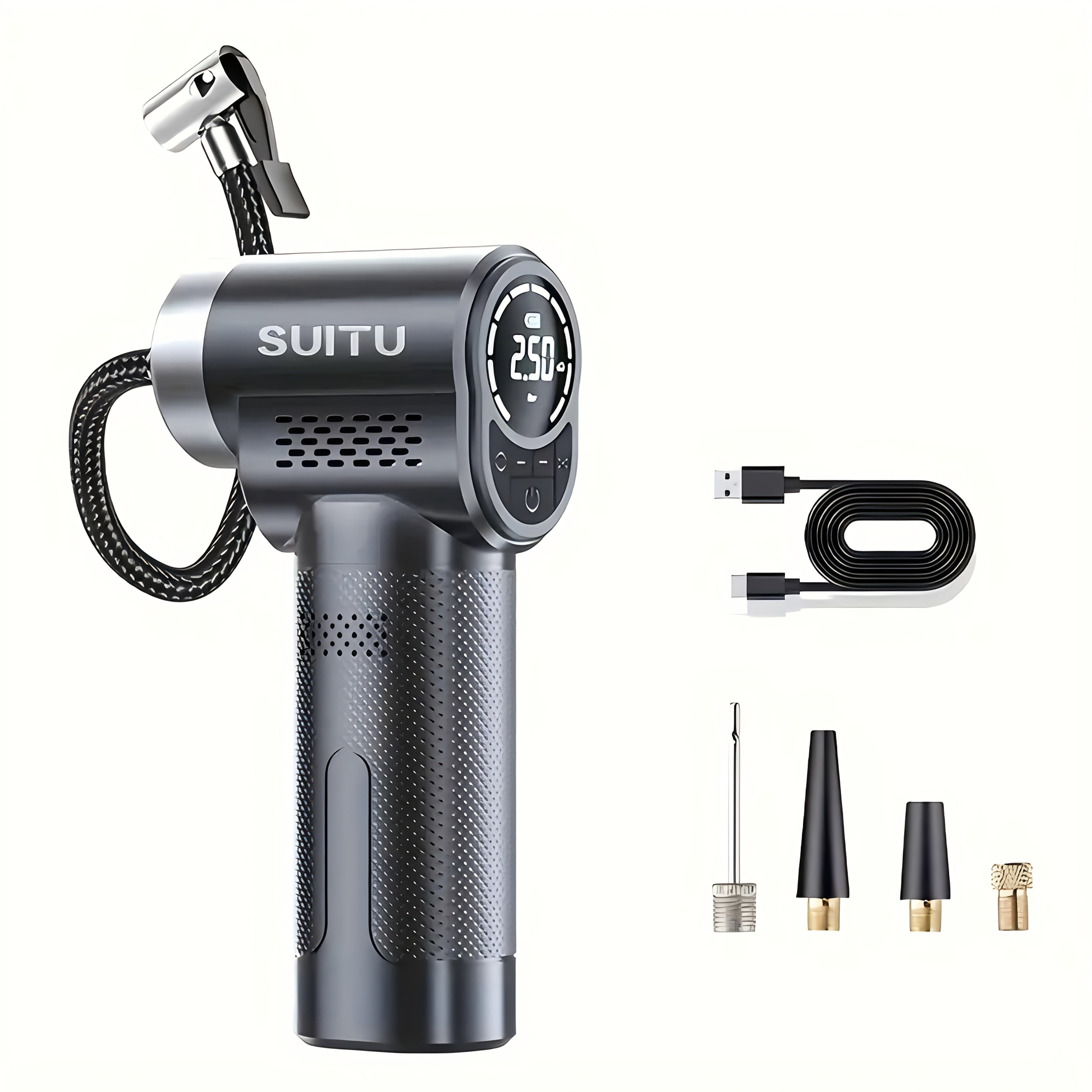 Wireless Tire Inflator Portable Air Compressor with Digital Display and Rechargeable Lithium Battery