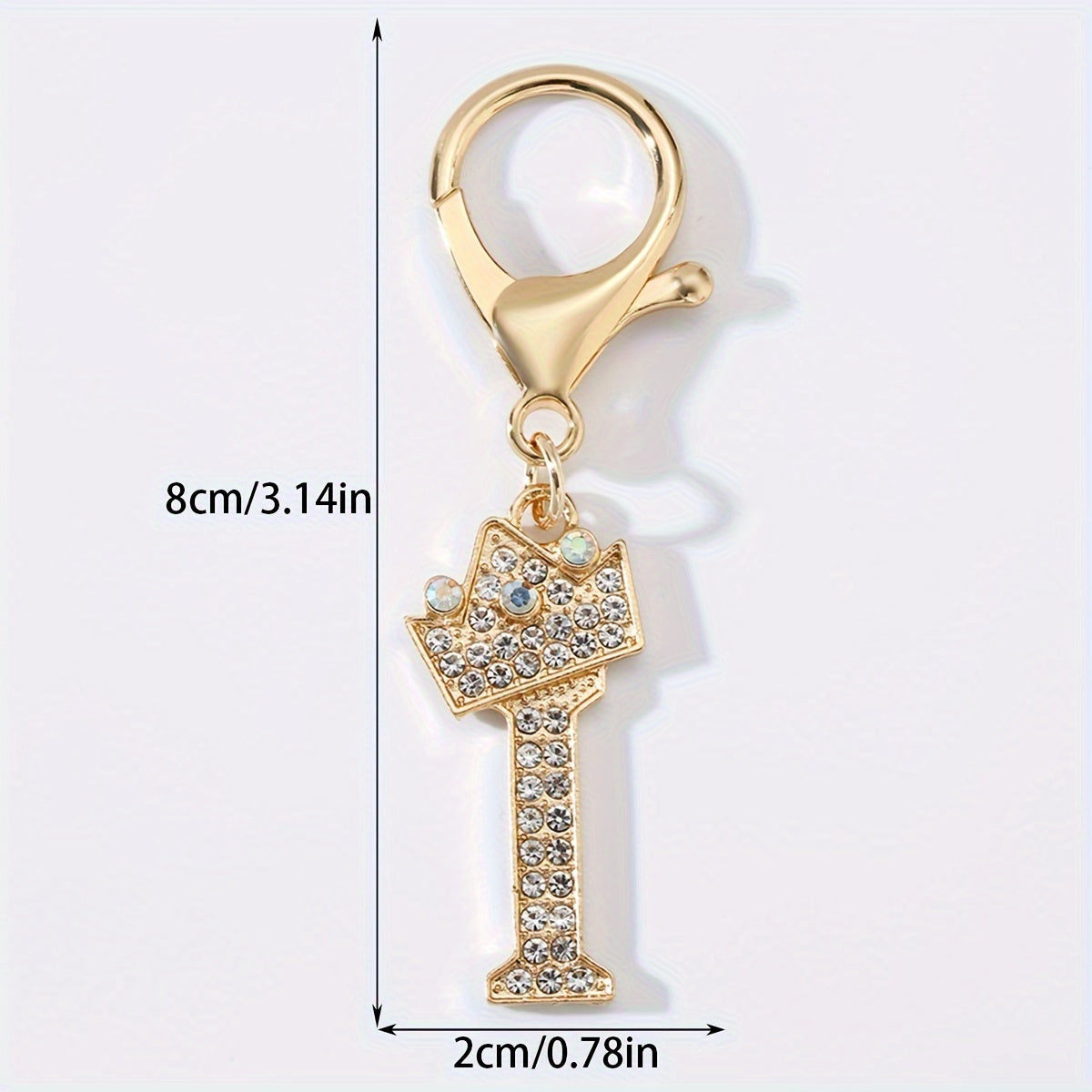 Men's Zinc Alloy Keychain with Artificial Diamond Crown and Letter Charms