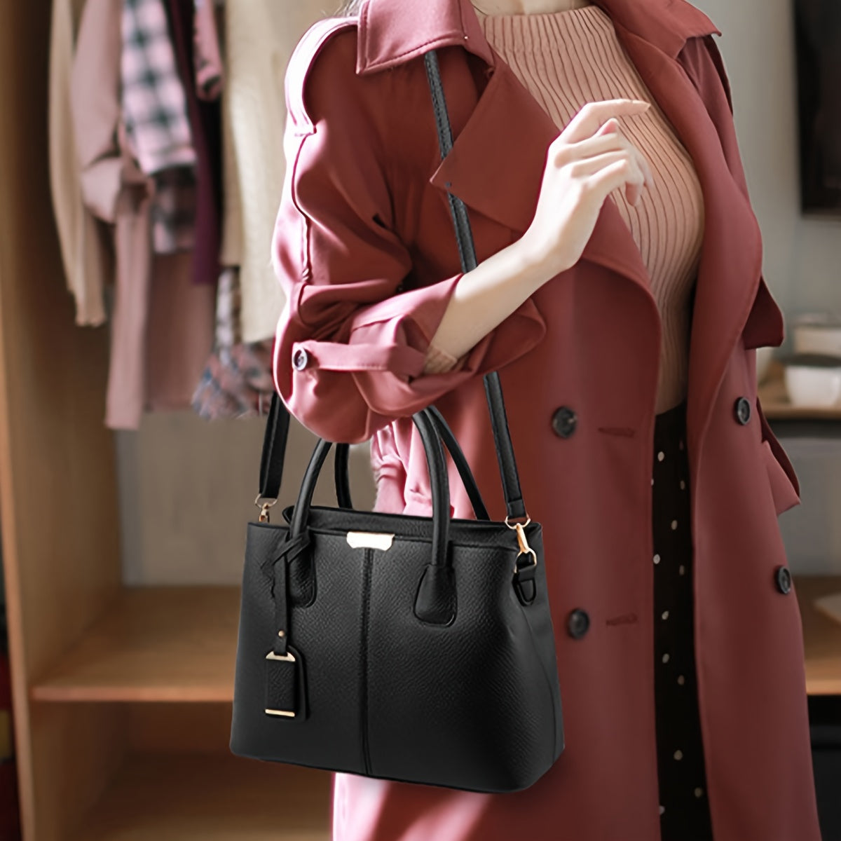 Черная стеганая сумка-тоут для женщин с ремнями через плечо и на плечо