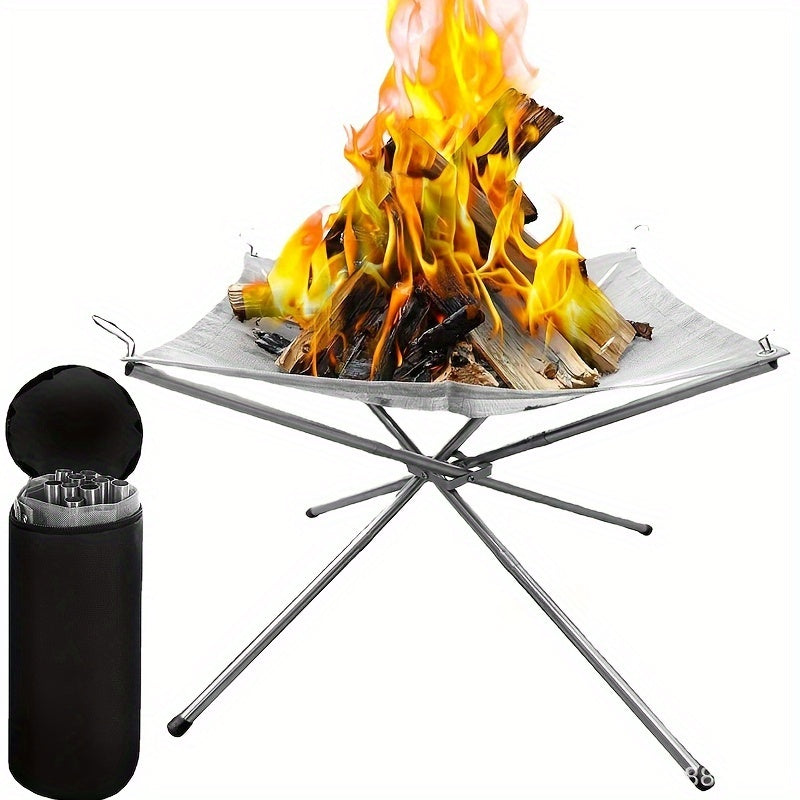 Portable Steel Camping Fire Pit Foldable for Campfires and Backyard Gatherings