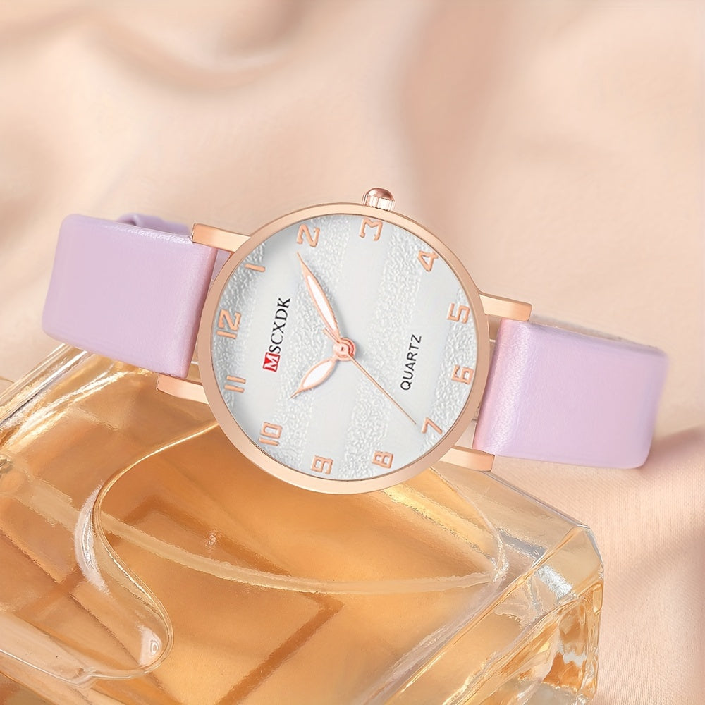 Women's Quartz Watch and Fashion Glasses Set with Elegant Design