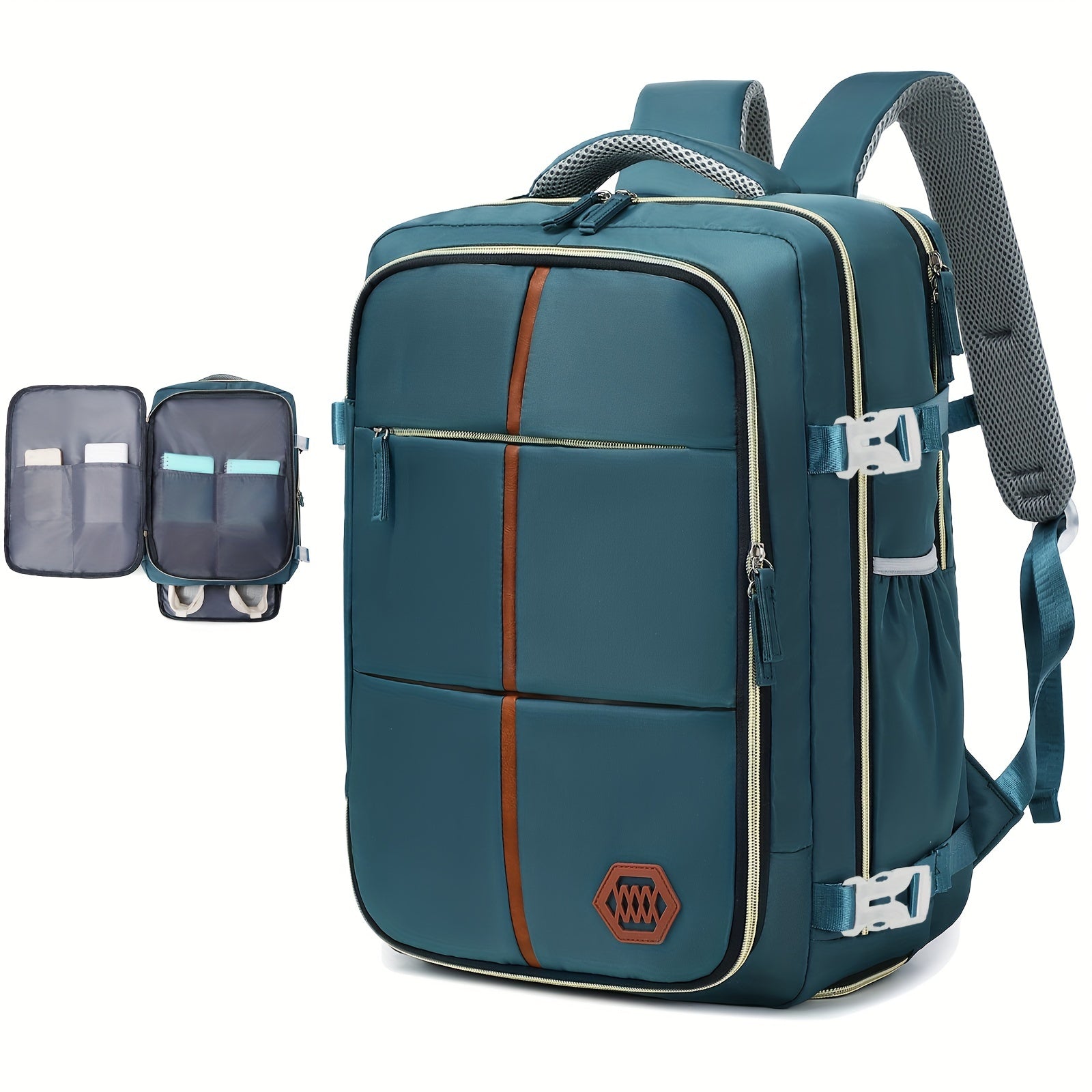 Unisex Travel Backpack with Shoe Compartment and Laptop Sleeve Polyester Grey