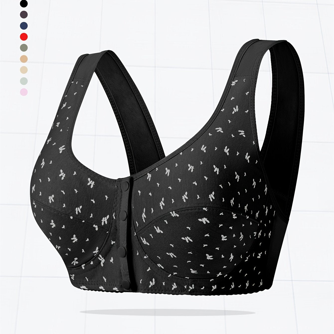 Women's Large Size Printed Front Buckle Yoga Sports Bra Breathable No Wire