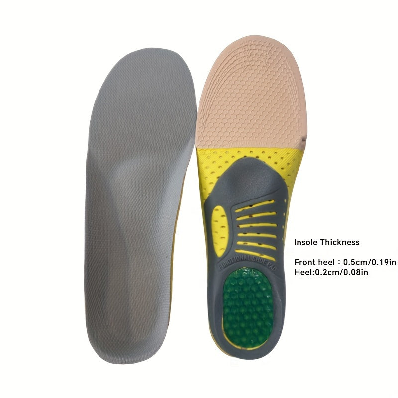 Unisex sport gel insoles nafas oladigan shokni yutadigan qalin EVA TPE sariq kulrang