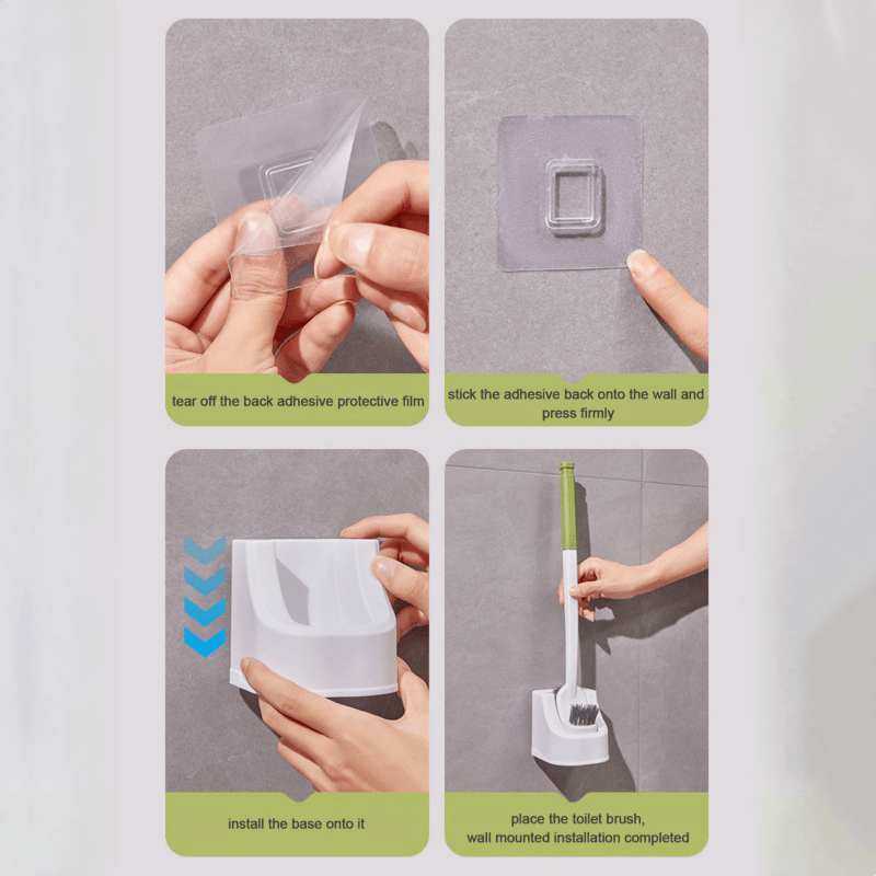 Toilet Brush Set with Adjustable Handle Wall Mount Bathroom RV Cleaning