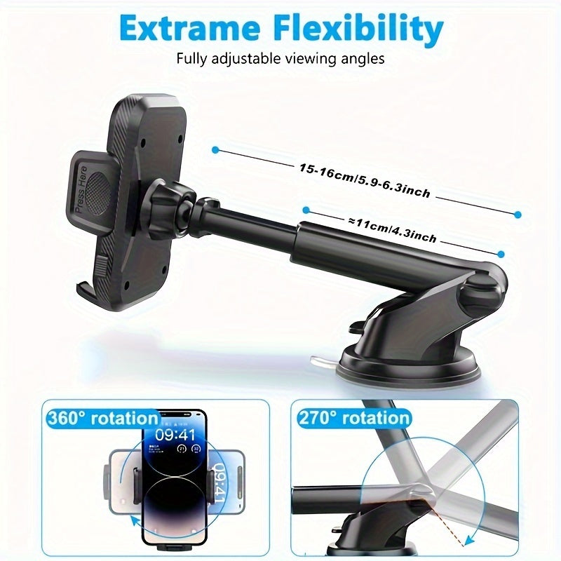 Soporte para teléfono con ventosa para coche universal, agarre en el tablero con gel adhesivo