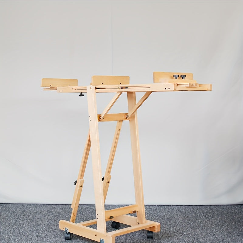 Portable Wooden Easel for Artists Adjustable Height and Angle Khaki