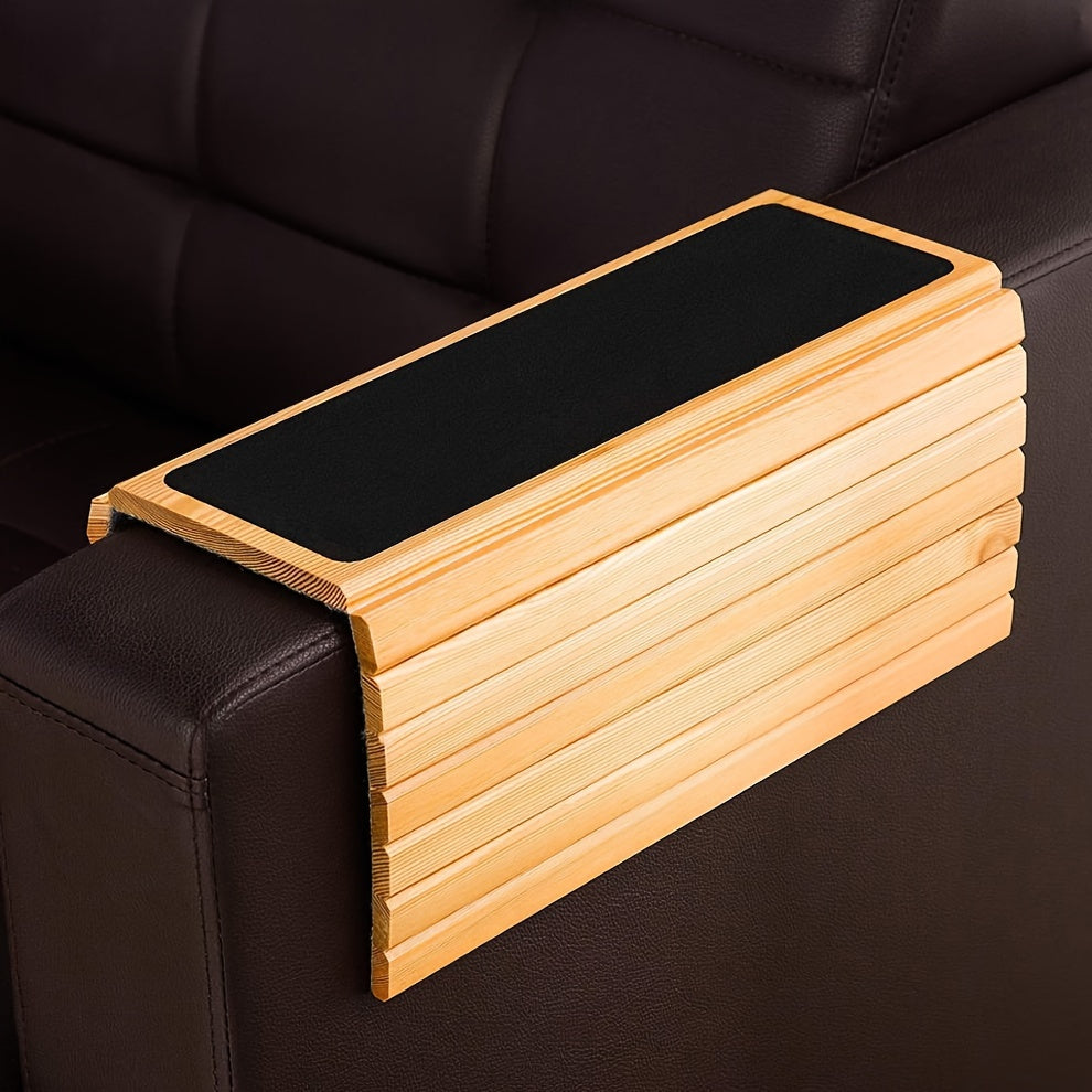 Wooden Sofa Arm Tray for Serving Coffee Snacks and Fruit in Living Room