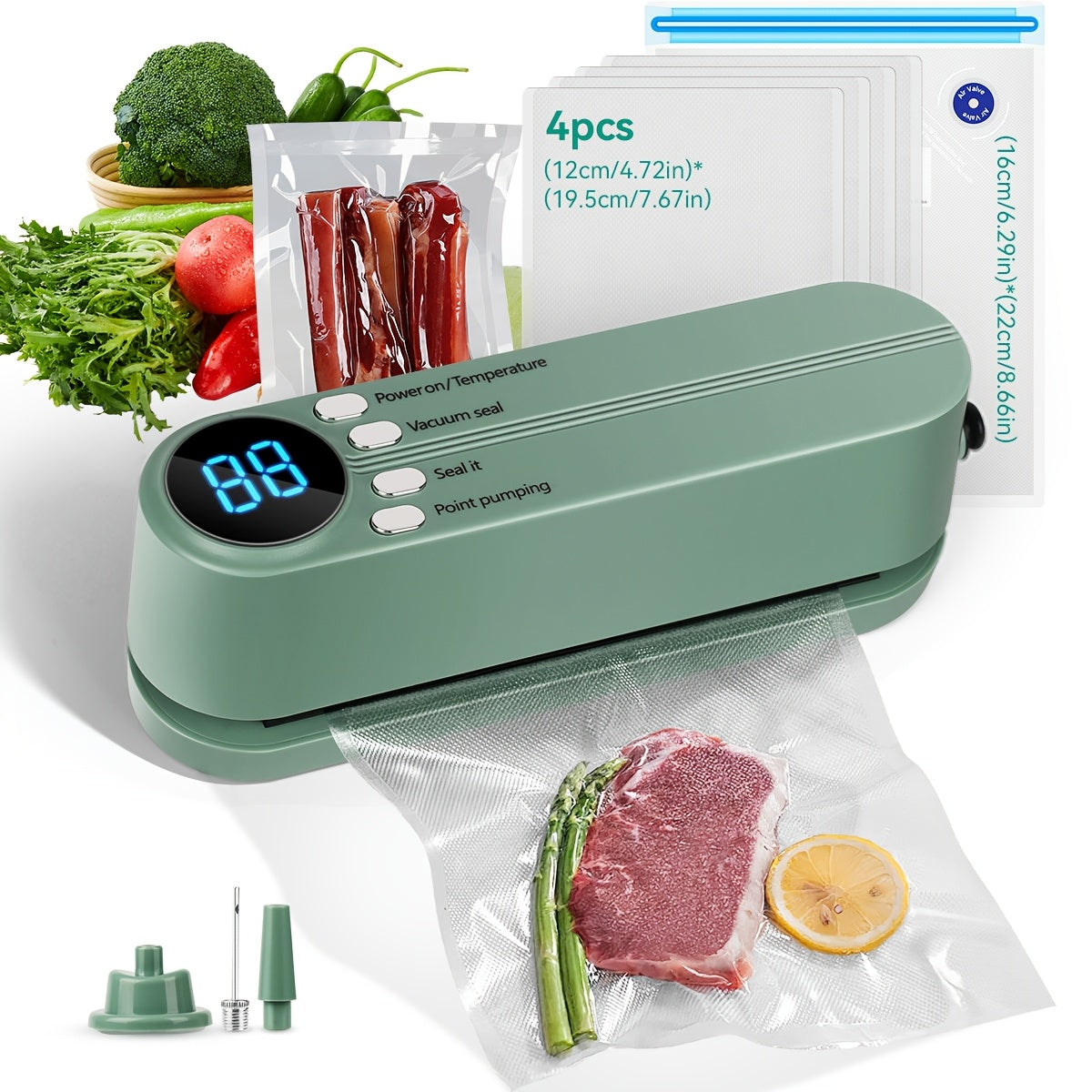 Portable food sealing machine 1200mAh automatic sealing system USB rechargeable for kitchen outdoor