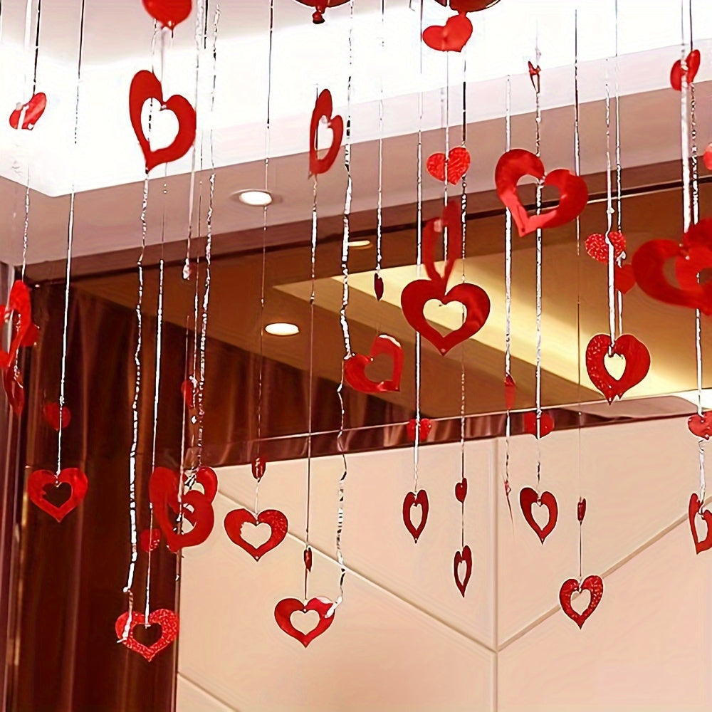 70pcs Heart and Star Sequin Hanging Decorations for Weddings and Birthdays