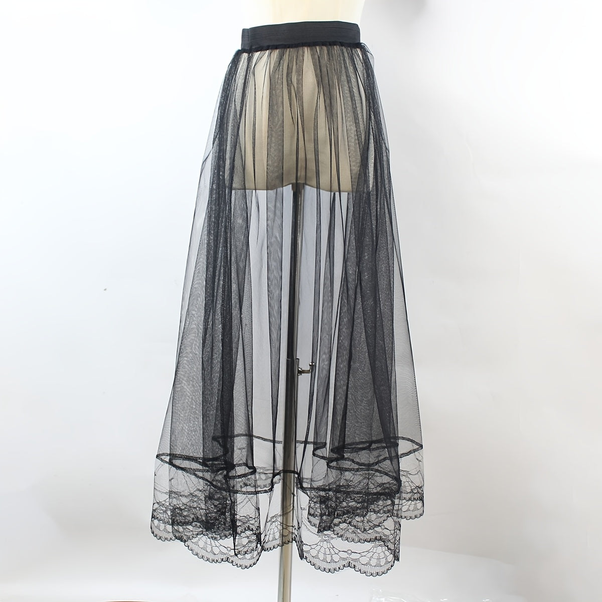 Women's Lace Tulle Ballet Skirt Solid Color Mesh Casual Outer Skirt