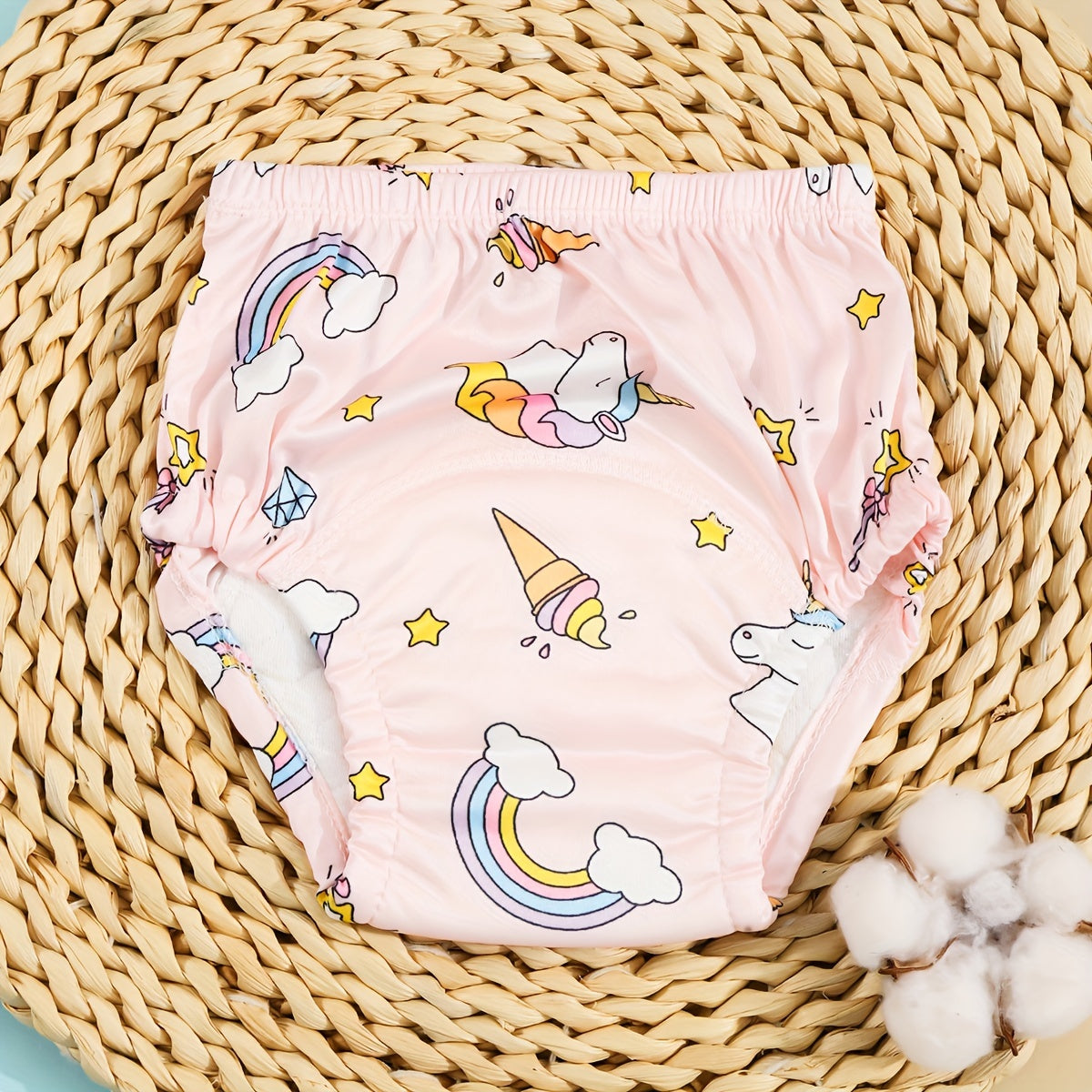 Juego de 3 pantalones de entrenamiento reutilizables para niños con patrones de dibujos animados de gasa de algodón transpirable