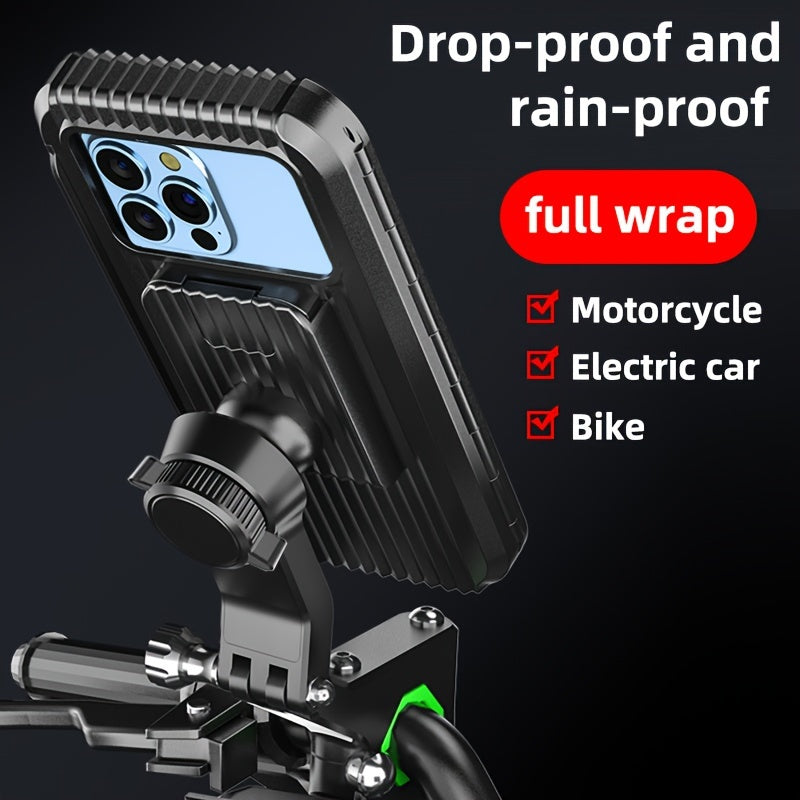 Waterproof Motorcycle Phone Holder with 360° Swivel Adjustable Fit for Bikes
