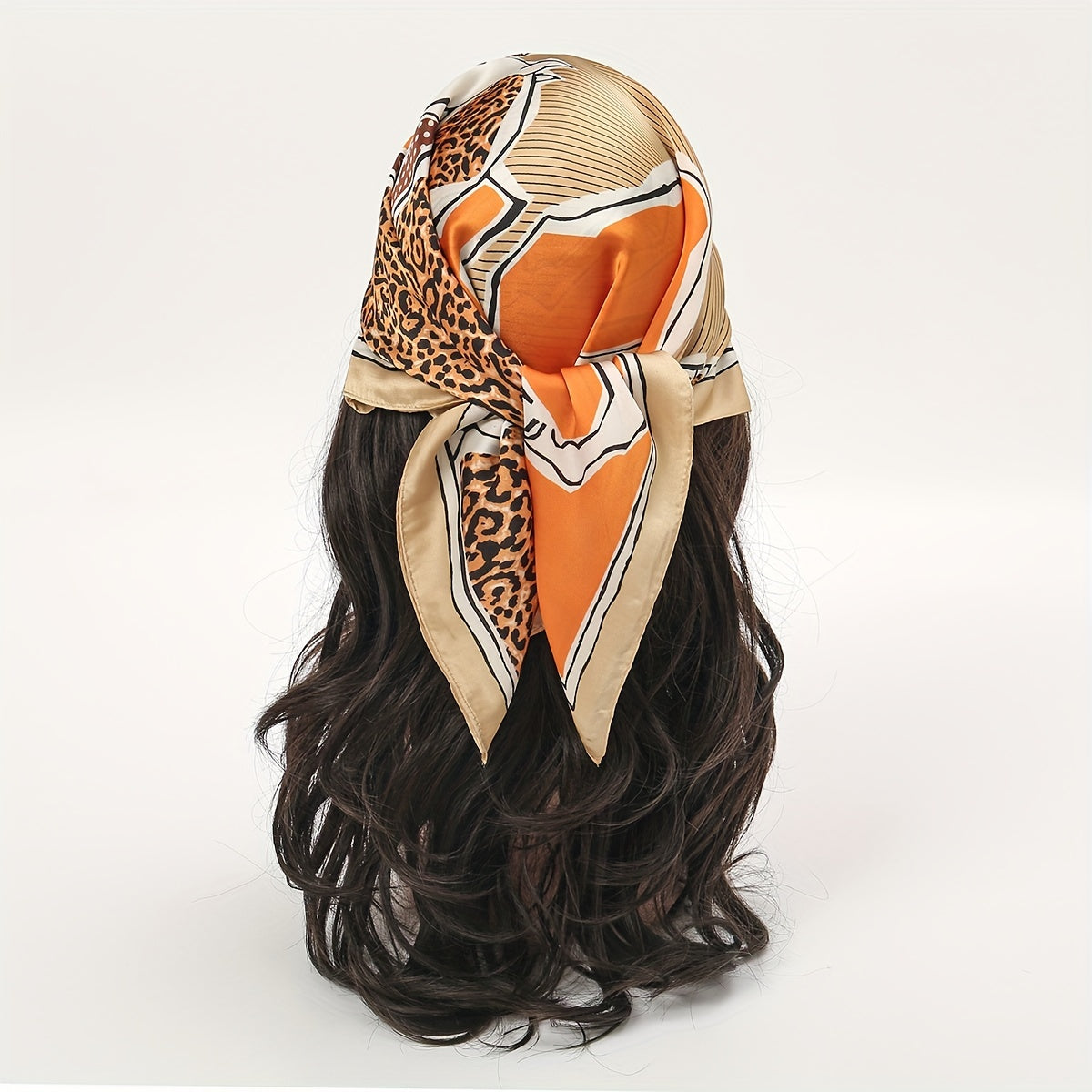 Boho Floral Print Square Scarf with Tropical Leaves and Flowers on Light Pink Polyester