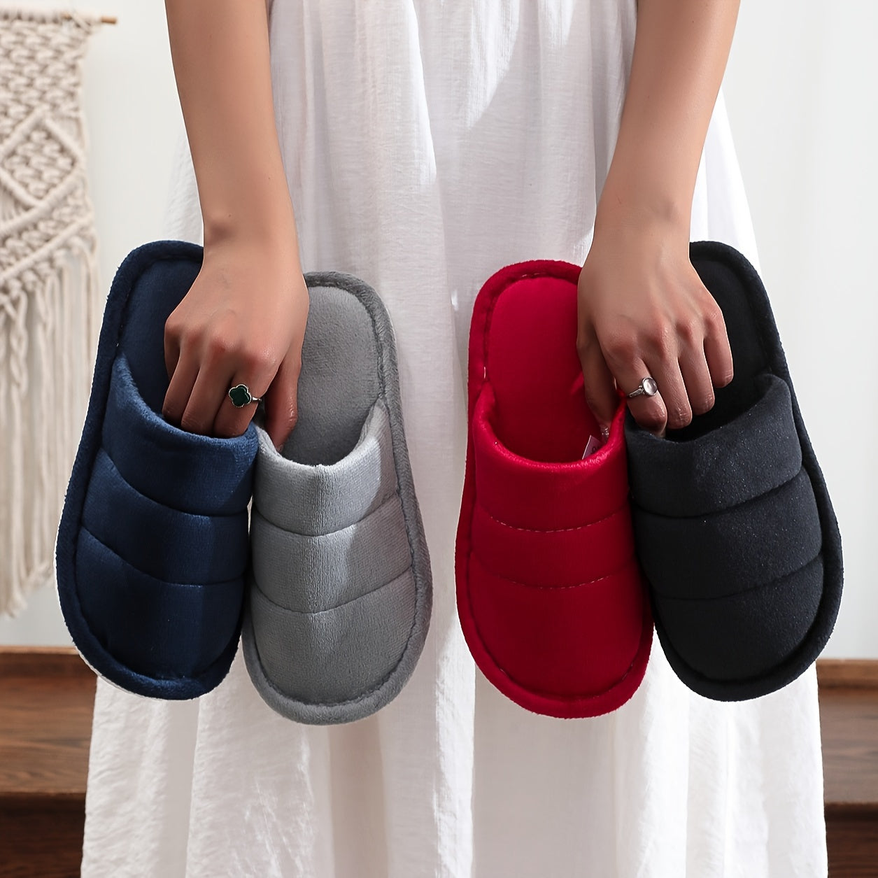 Унисекс плюшевые тапочки для пар, нескользящая толстая подошва, домашние обувь