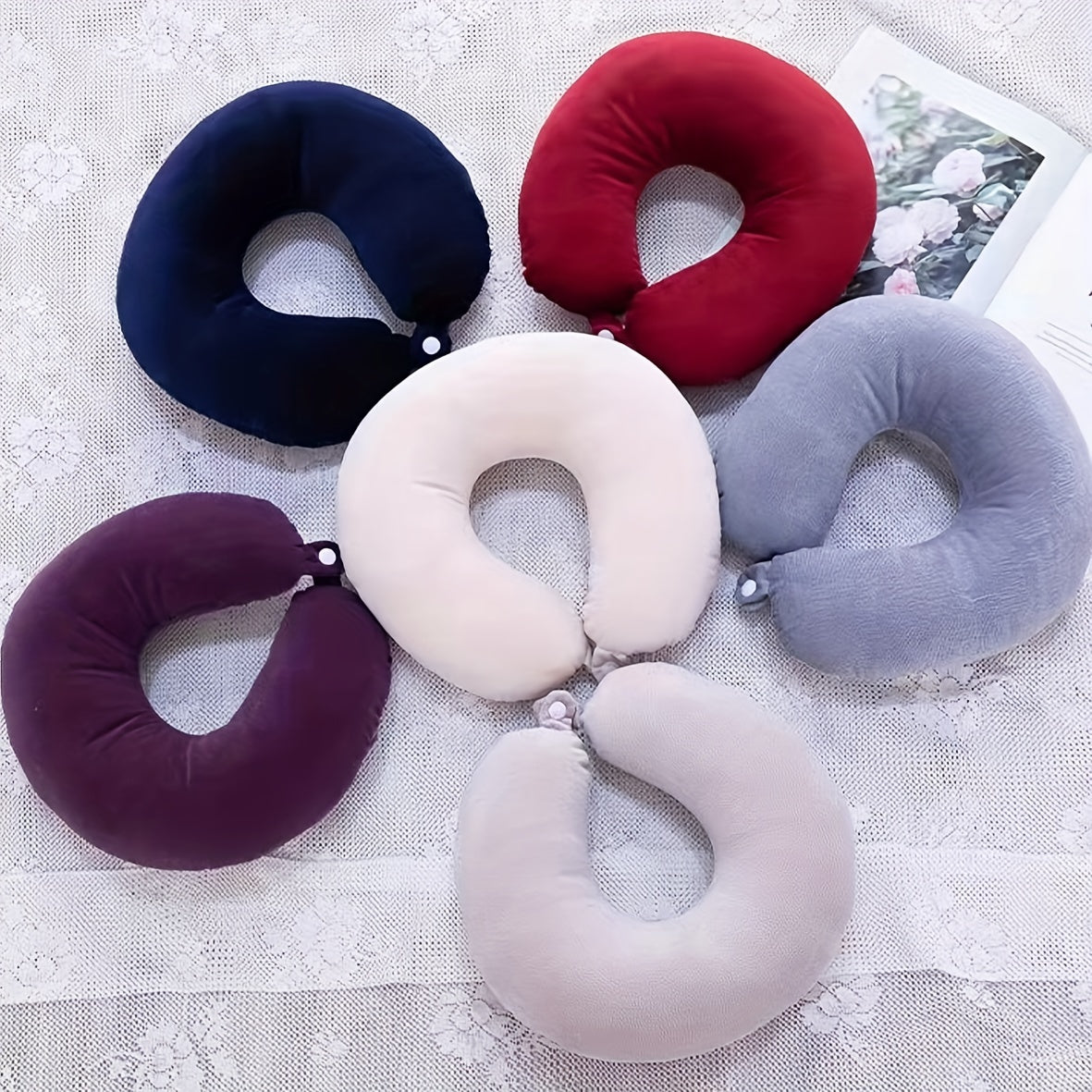 Soft U-Shaped Travel Neck Pillow for Airplanes and Car Rides