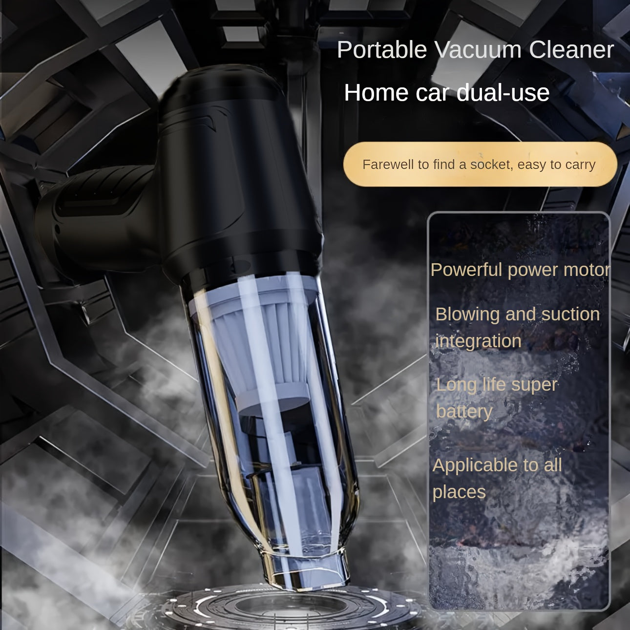 Ручной пылесос с комплектом аксессуаров, тканевым фильтром, зарядкой через USB, беспроводной, ≤36V, из ABS-пластика, функция продувки и всасывания, 0-200Вт, литиевая батарея 1200мАч, перезаряжаемый, тихий 60дБ, 4КПа