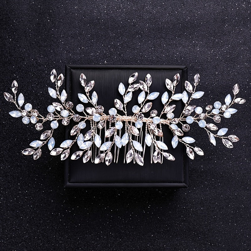 Faux Pearl and Crystal Hair Comb Wedding Bridal Hair Accessory Flower Headpiece