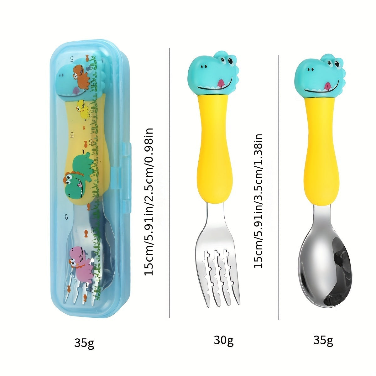 Children's Dinosaur Dinnerware Set Stainless Steel Fork and Spoon for Kids