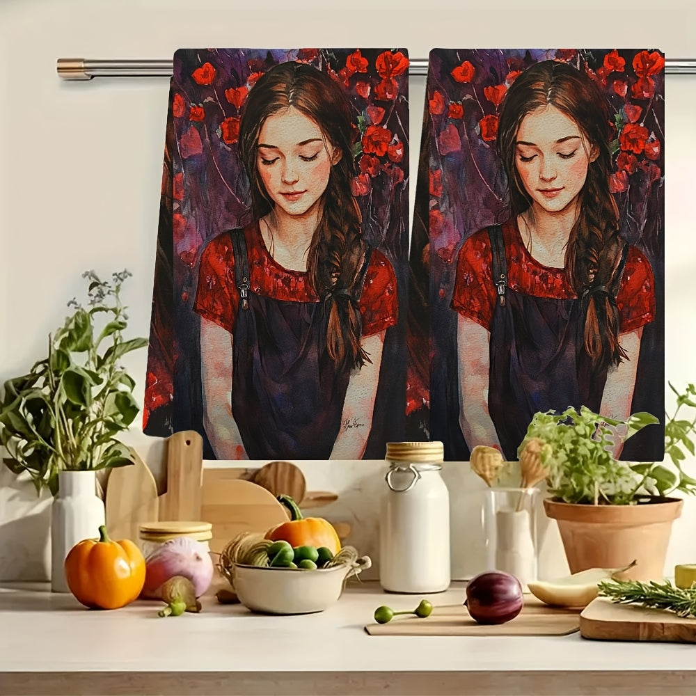 Juego de 2 toallas de cocina suaves y absorbentes para secar platos y decorar en vacaciones