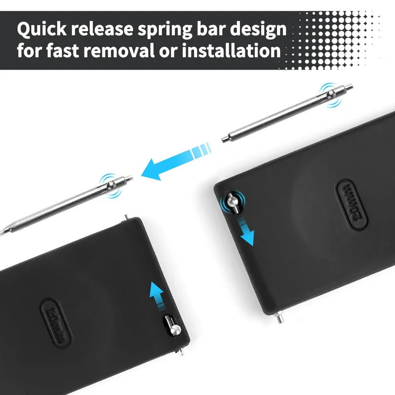 Black Silicone Sport Watch Band for 20-22mm Smartwatches with Magnetic Buckle