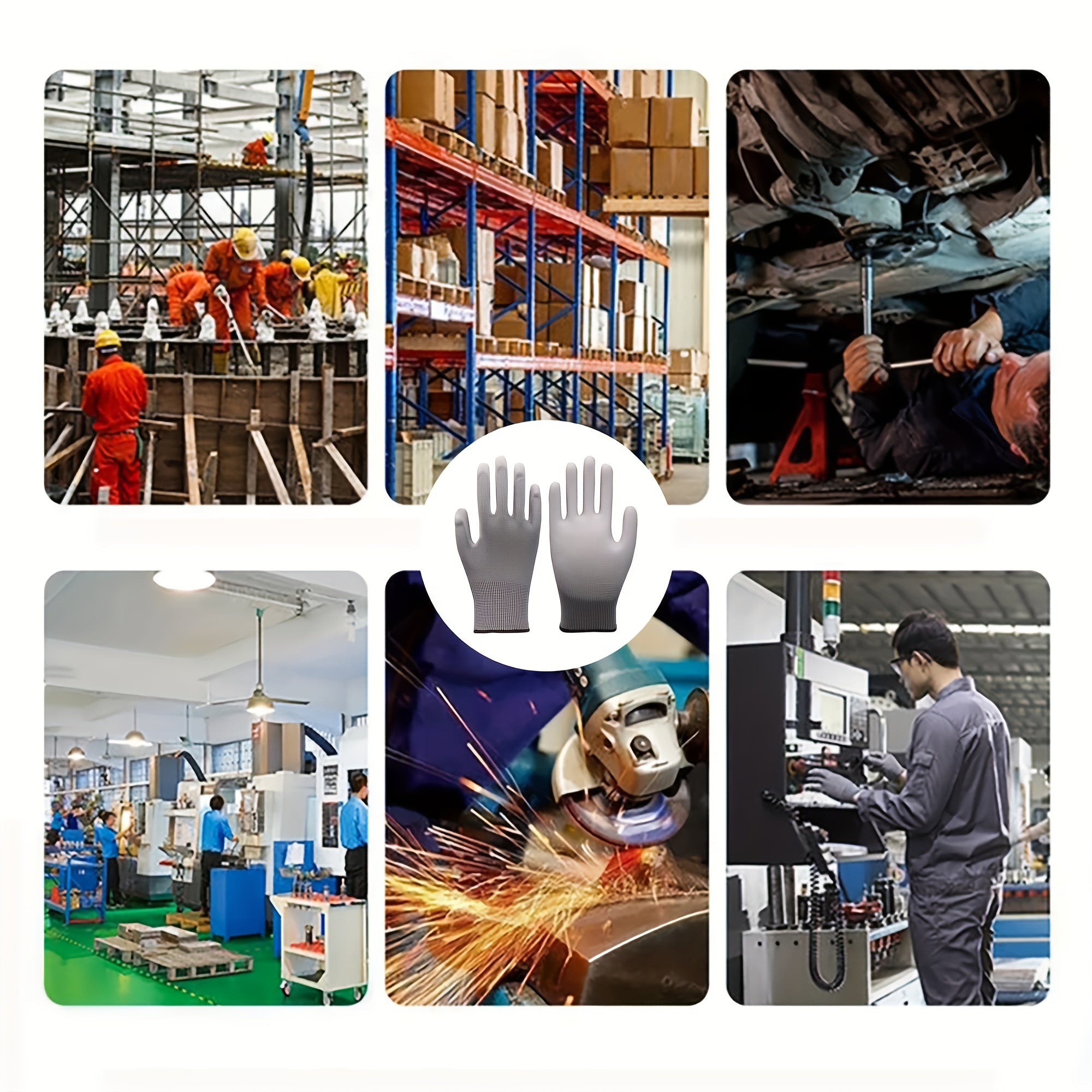 Unisex PU Coated Knitted Gloves Anti-Slip Anti-Static Gardening Work