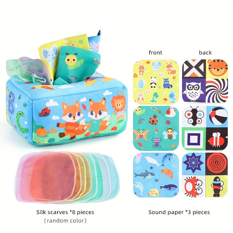 Baby Toy Soft Tissue Box Interactive Learning Toy for Kids Finger Strengthening