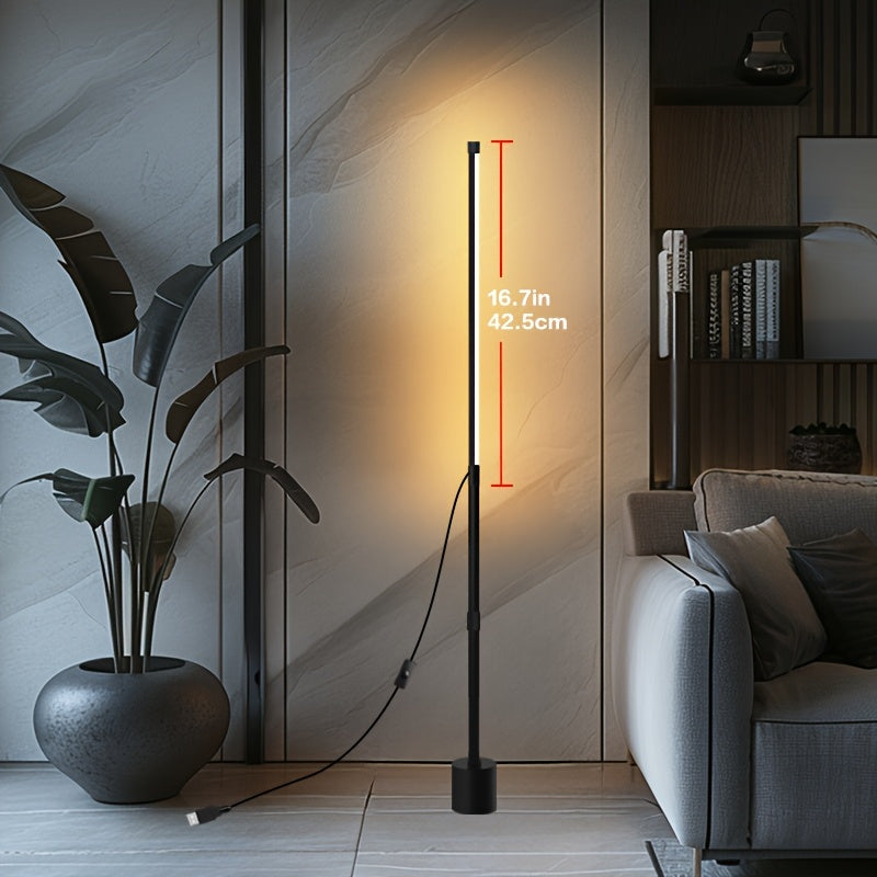 Adjustable Nordic Style LED Corner Floor Lamp with USB Power Black for Living Room Bedroom Gaming Room